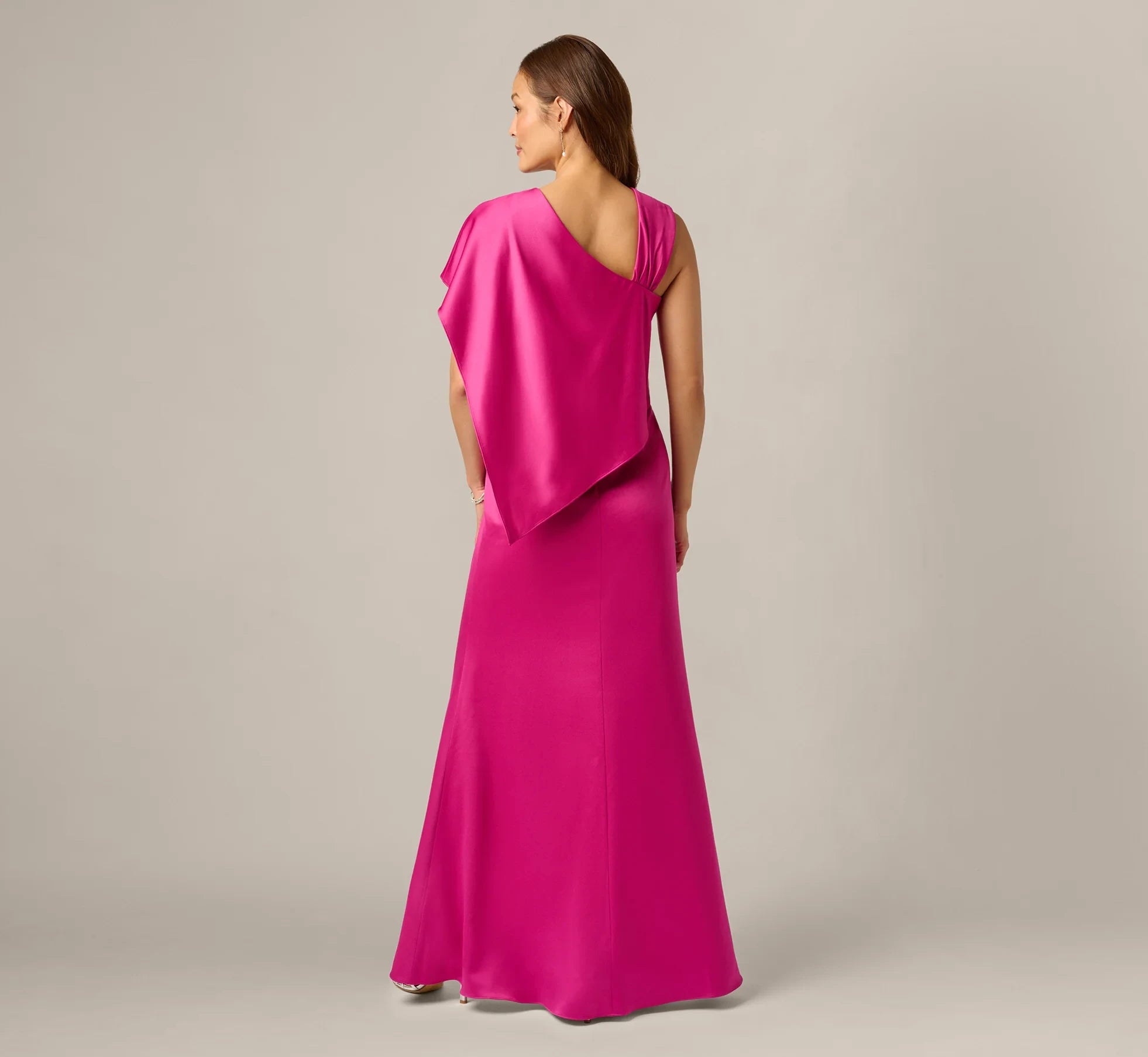 Luxurious Satin Sheath Asymmetric One-Shoulder Sleeveless Open Back Floor-Length Mother of the Bride Dresses