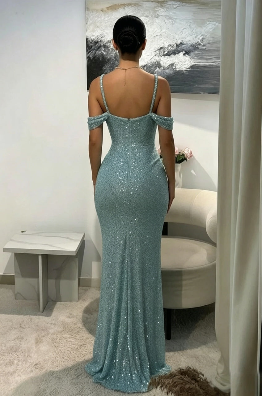 Luxury Mermaid Off-the-Shoulder Sleeveless Corset Back Floor Length Satin Evening Dress