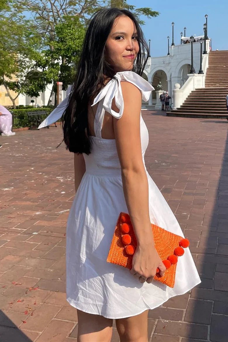 White Square Neck A-Line Mini Full Of Charm Homecoming Dress