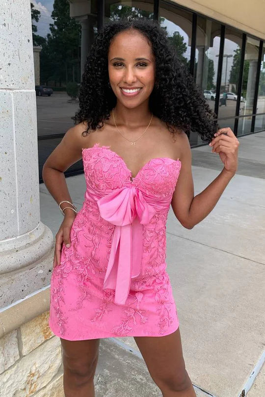 Sweetheart Pink Strapless Bodycon Retract Your Waist Homecoming Dress