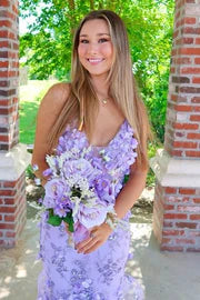 Stunning V-Neck Spaghetti Straps Appliques Mermaid Prom Dress