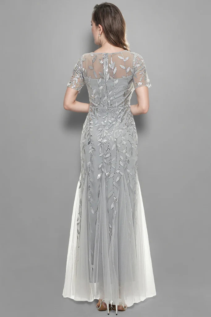 Mermaid Leaves Lace Mother Dress with Short Sleeves