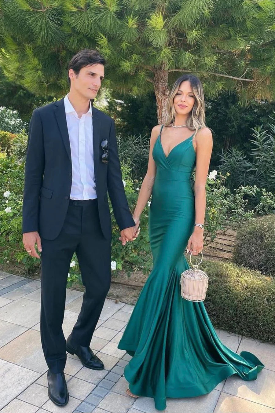 Mermaid Satin Long Prom Dresses, Mermaid Backless Party Dresses