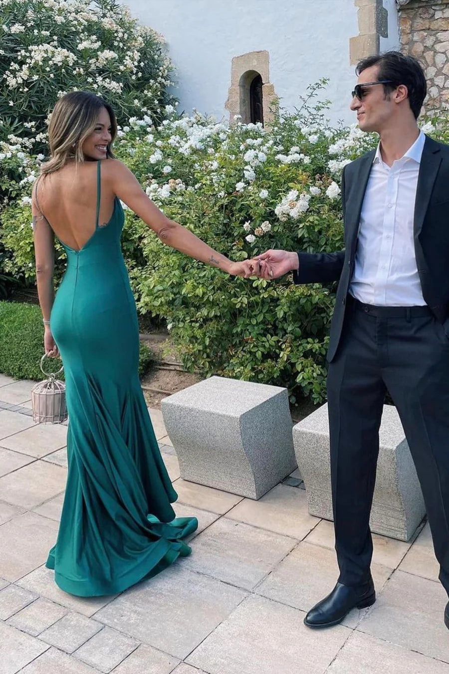Mermaid Satin Long Prom Dresses, Mermaid Backless Party Dresses