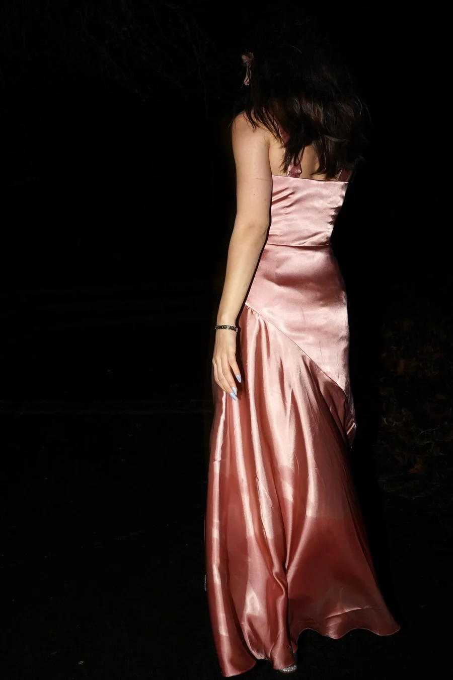Mermaid Satin V-Neck Knotted-Straps Floor-Length Slit Bridesmaid Dress