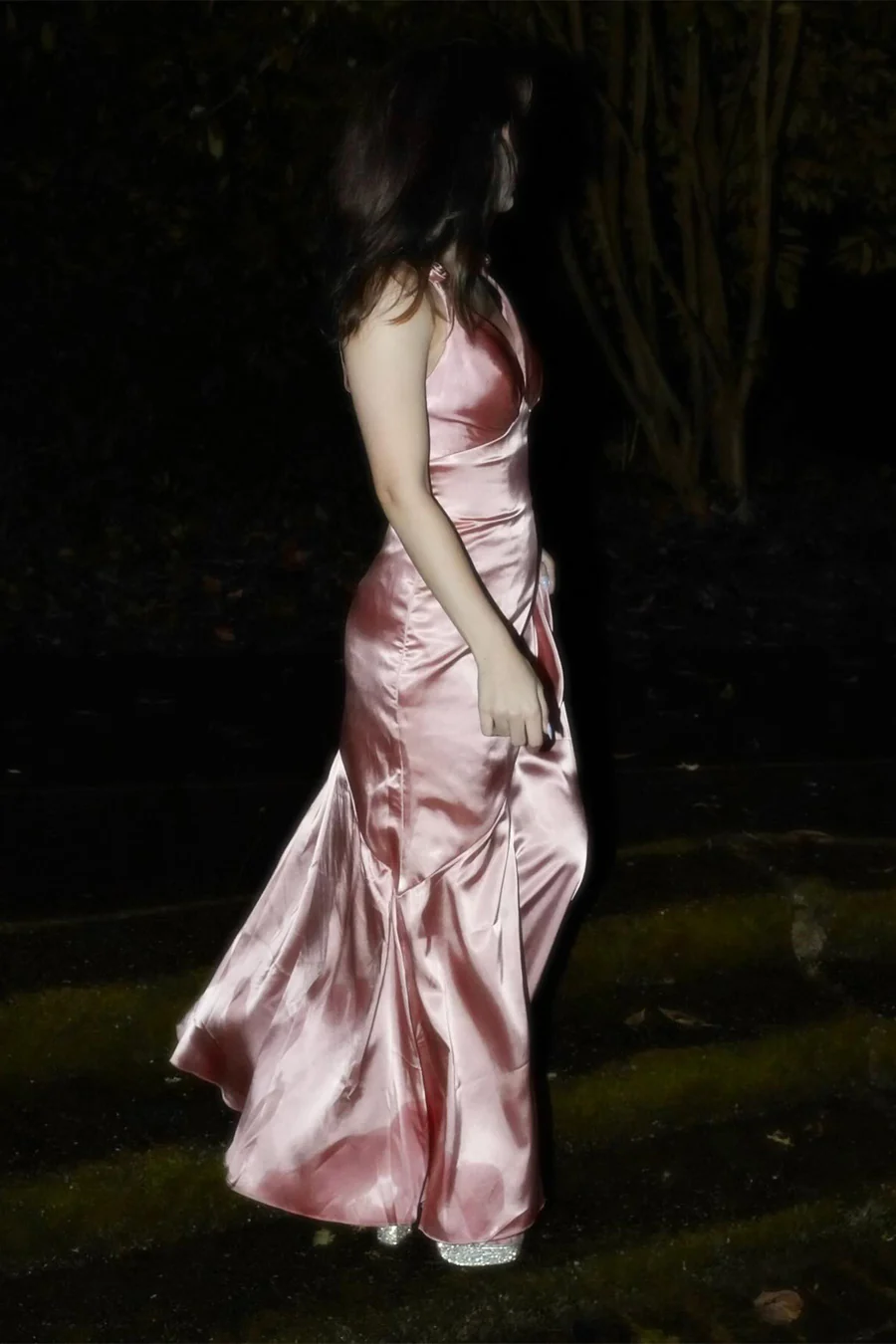 Mermaid Satin V-Neck Knotted-Straps Floor-Length Slit Bridesmaid Dress