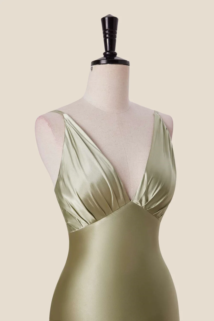 Mermaid Satin V-Neck Spaghetti Straps Back-Zip Floor-Length Bridesmaid Dress