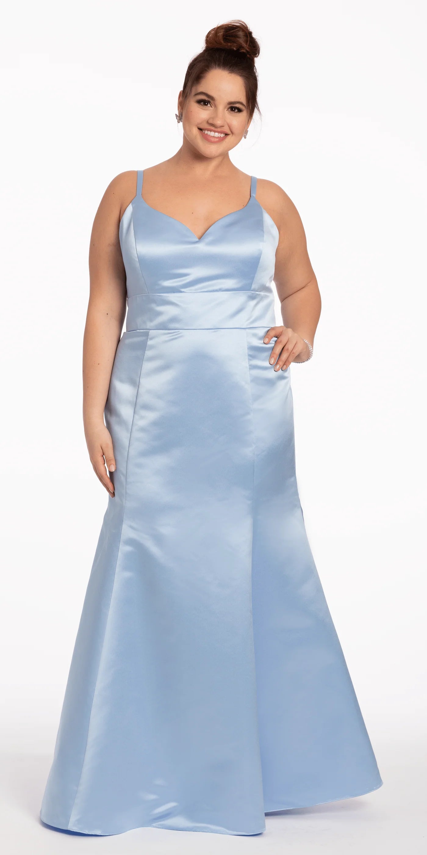 Minimalist Satin Spaghetti Strap Mermaid Evening Dresses with Crisscross Back and Pockets