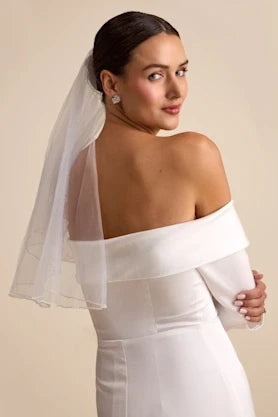 Modern Simple Satin Sheath Off-Shoulder Long Sleeves Straight Back Floor-Length Wedding Dresses
