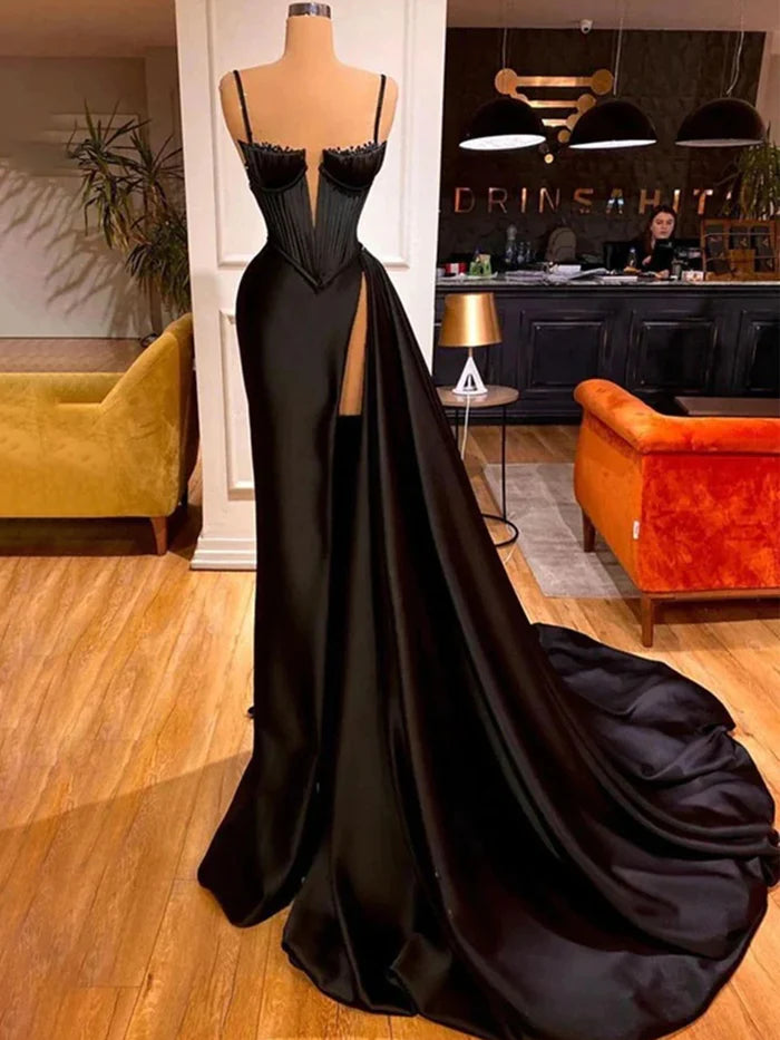 Elegant Spaghetti Straps V Neck Evening Unique Design Prom Dresses