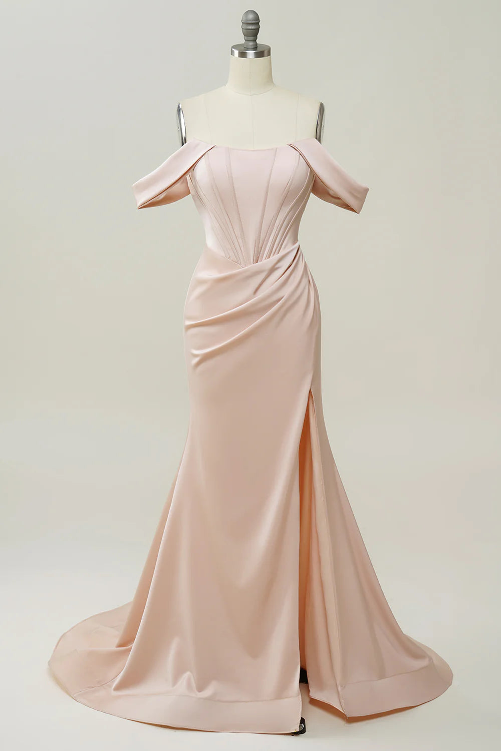 Off-the-Shoulder Blush Slit Full Of Charm Gown