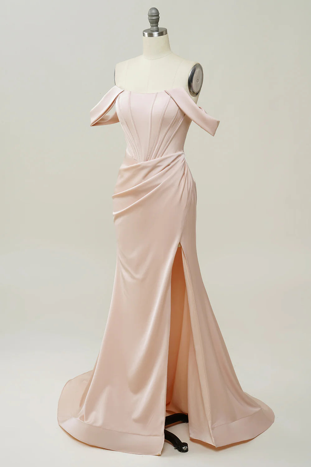 Off-the-Shoulder Blush Slit Full Of Charm Gown