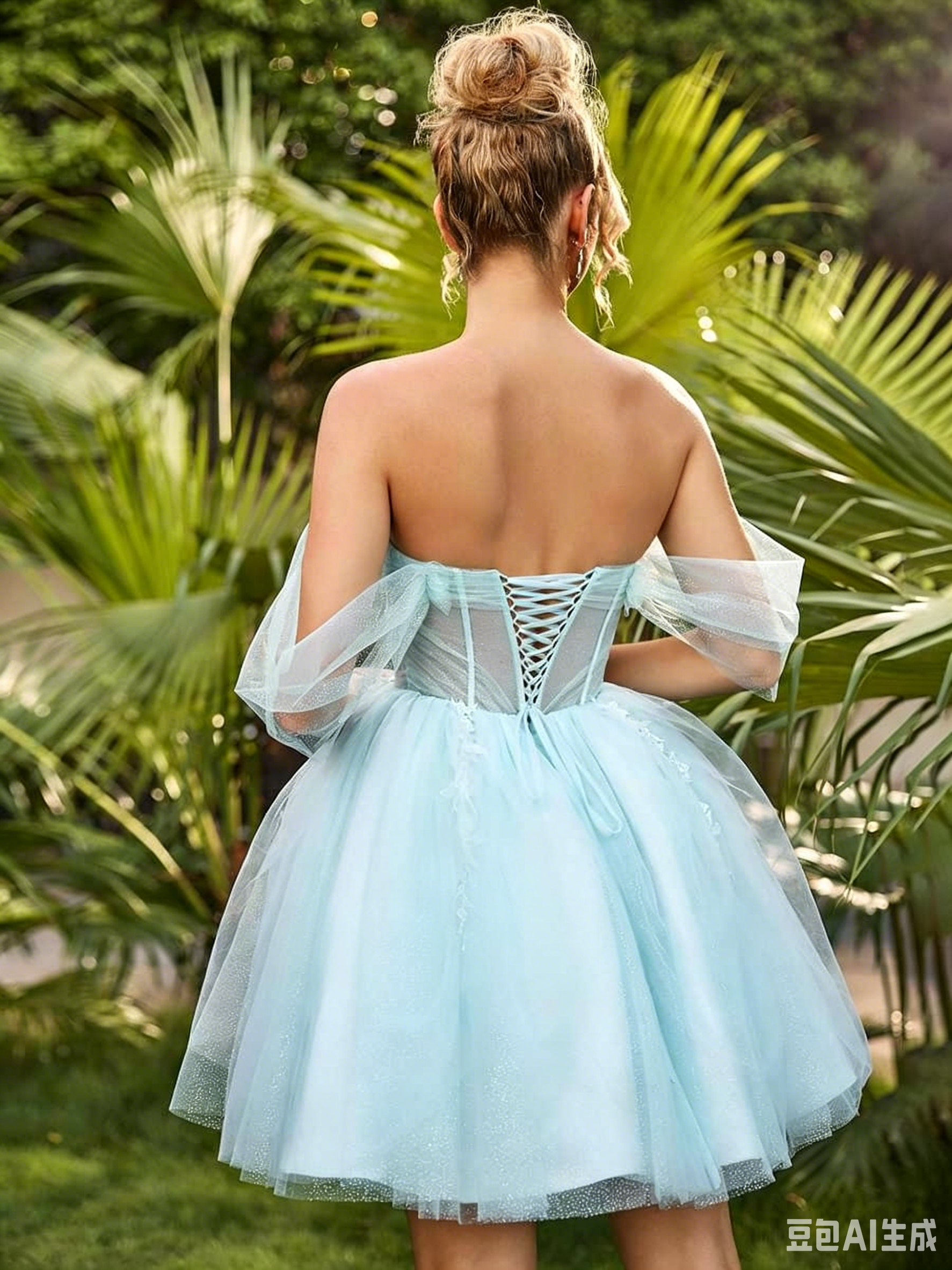 Off-the-Shoulder Glitter Tulle Lace Corset A-Line Short Homecoming Dresses