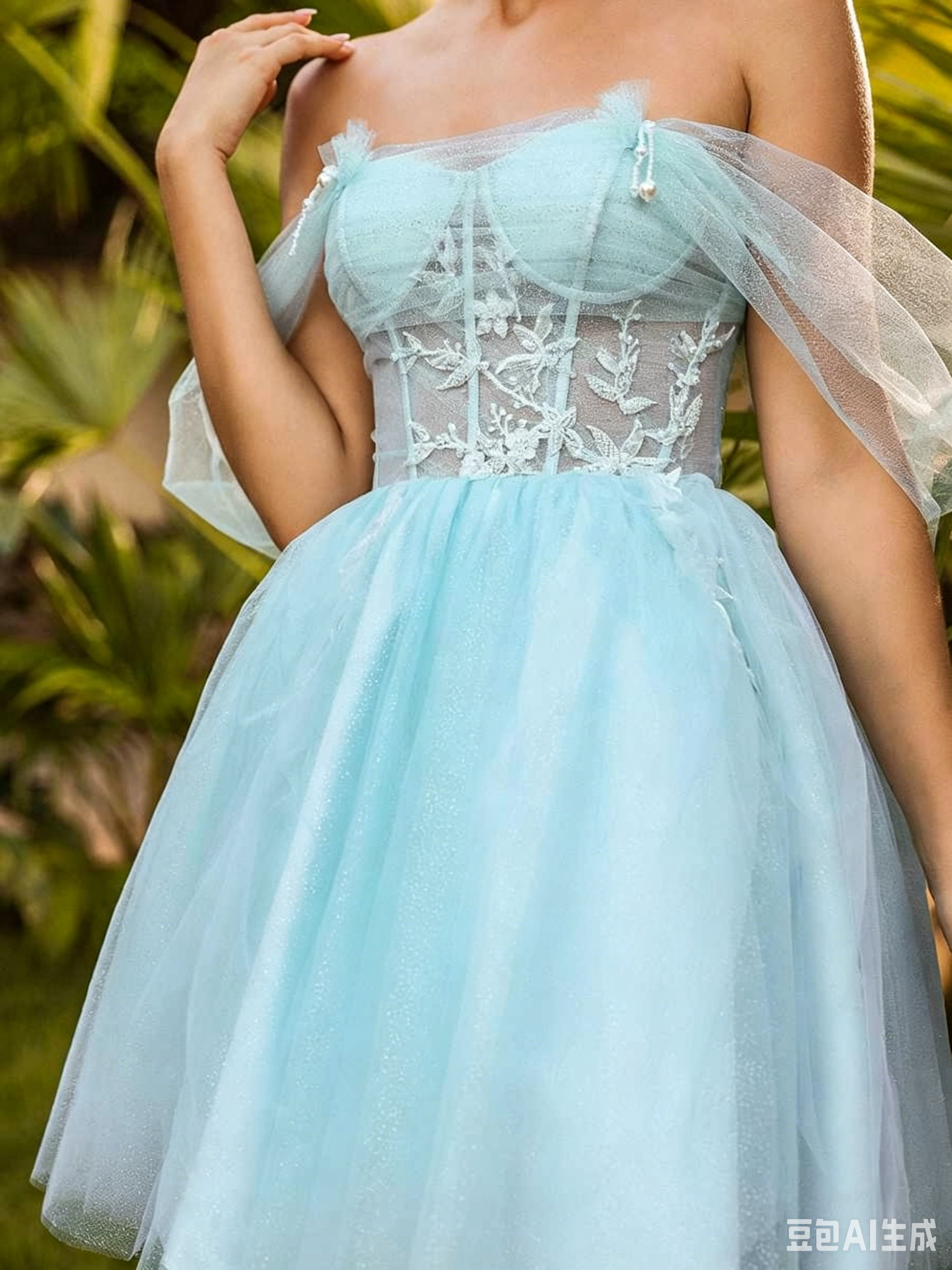 Off-the-Shoulder Glitter Tulle Lace Corset A-Line Short Homecoming Dresses