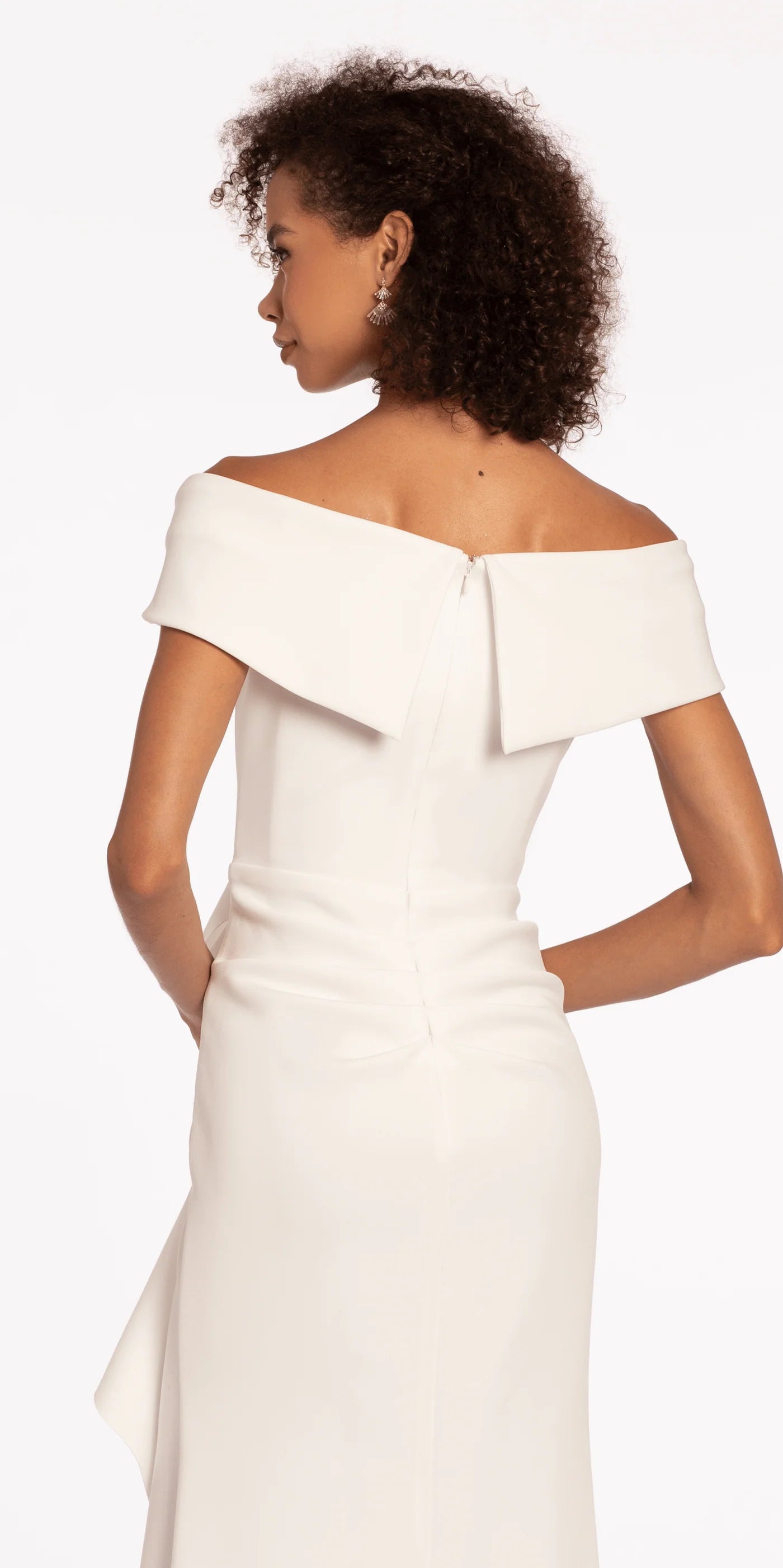 Elegant Off-the-Shoulder Scuba Mermaid Evening Dresses with Ruffle Waist Detail and Ruched Back Panel