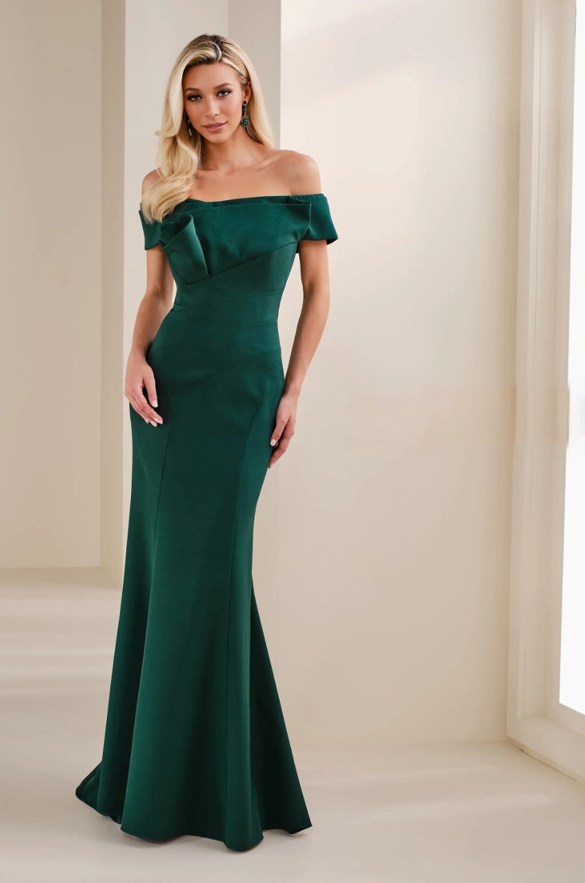 Off-the-Shoulder Structured Fold Mermaid Floor-Length Mother of the Bride Dresses