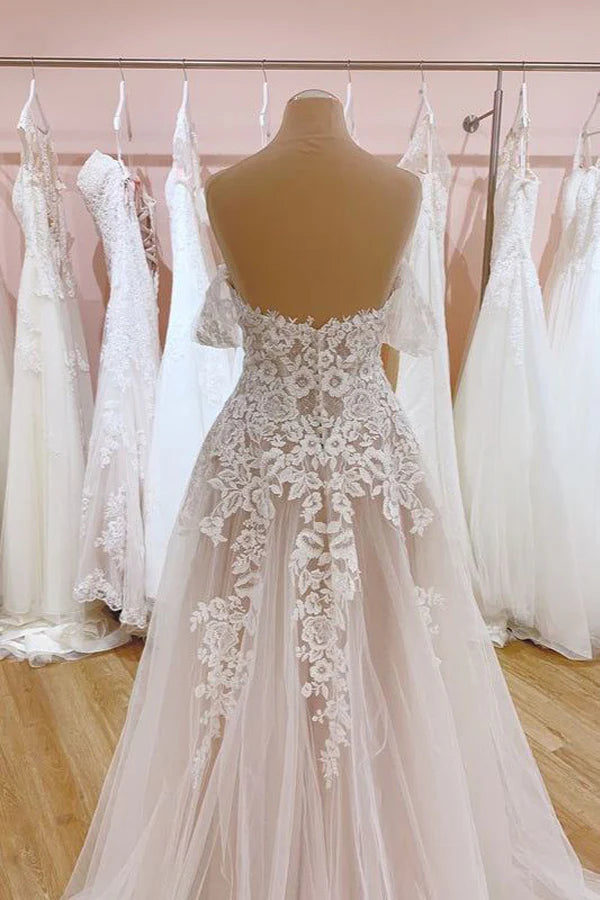 Off The Shoulder Lace Wedding Dress Elegant Bridal Gowns