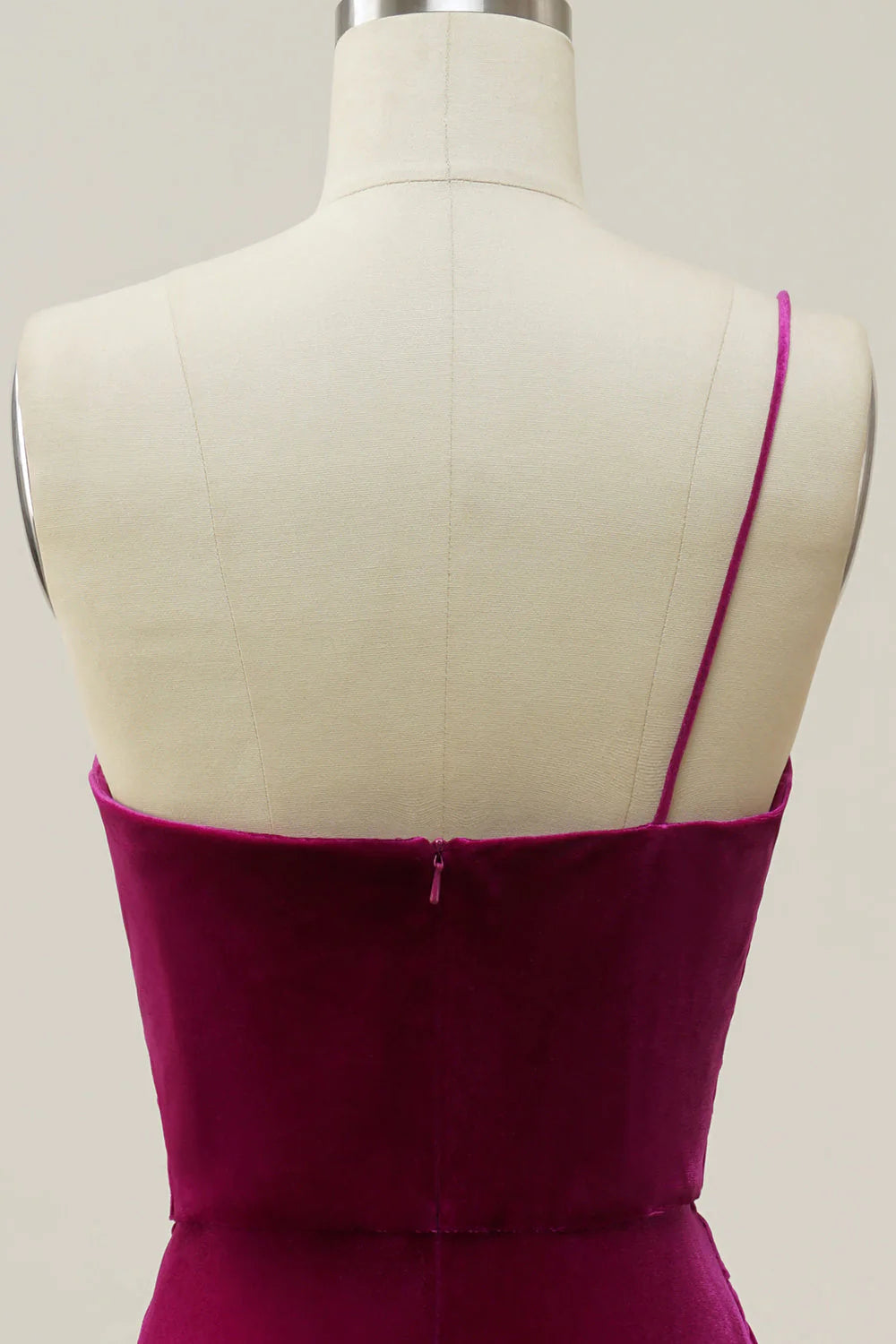 One Shoulder Velvet Prom Dress with Slit