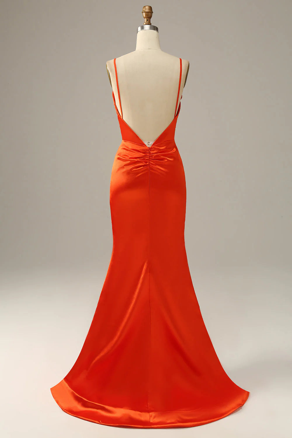 Orange Spaghetti Straps Mermaid Full Of Charm Prom Dress