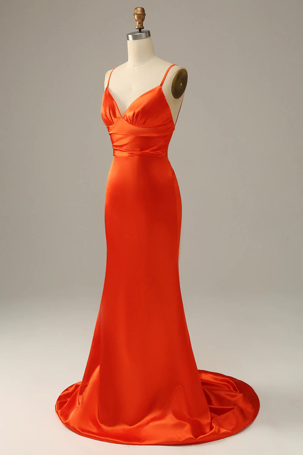 Orange Spaghetti Straps Mermaid Full Of Charm Prom Dress