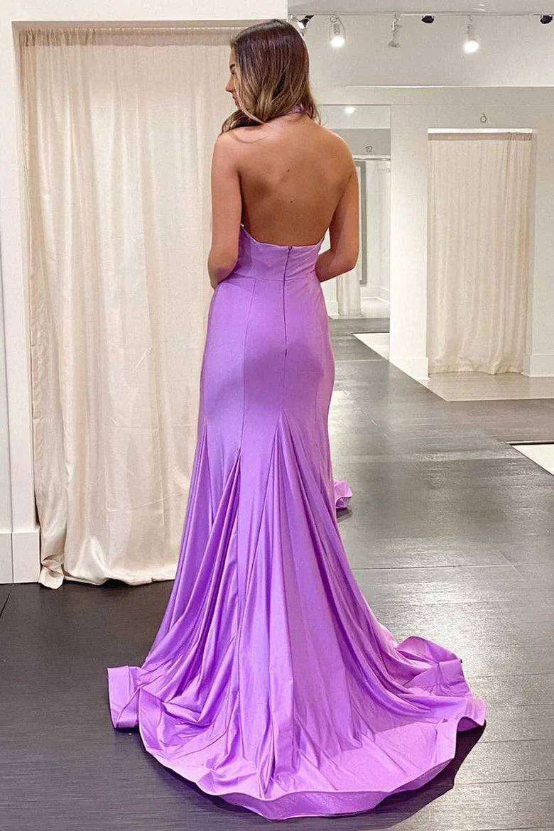 Lilac Trumpet Cross Front Long Full of charm  Formal Dress
