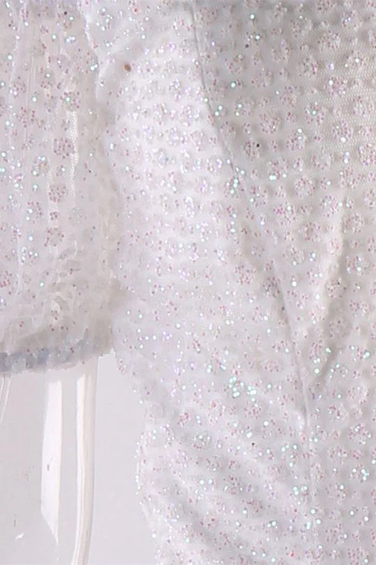 Sweet White Off-the-Shoulder Asymmetrical Slit Long Party Dress