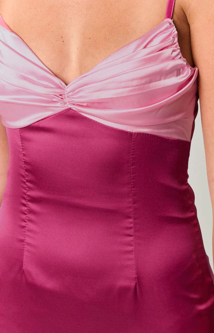 Pink Contrast Gathered bust detailing  Mini Dress