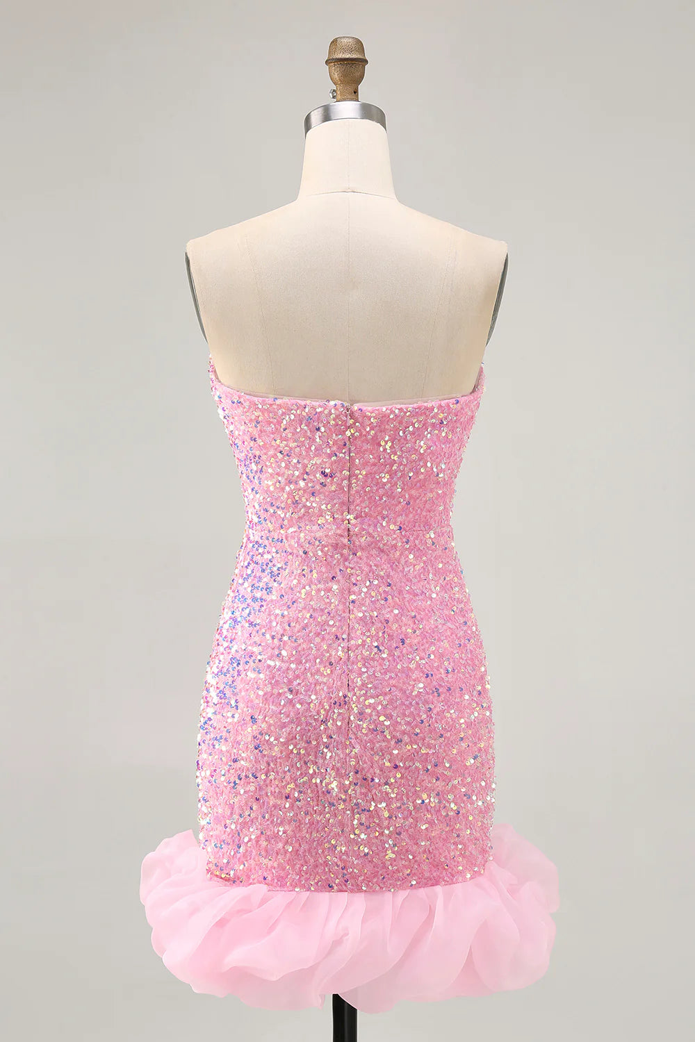 Pink Off The Shoulder Bodycon Sequins Short Homecoming Dress