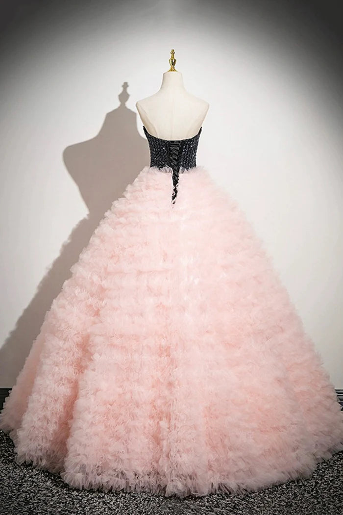 Pink Tulle Floor Length Prom Dress, Beautiful Off the Shoulder Party Dress
