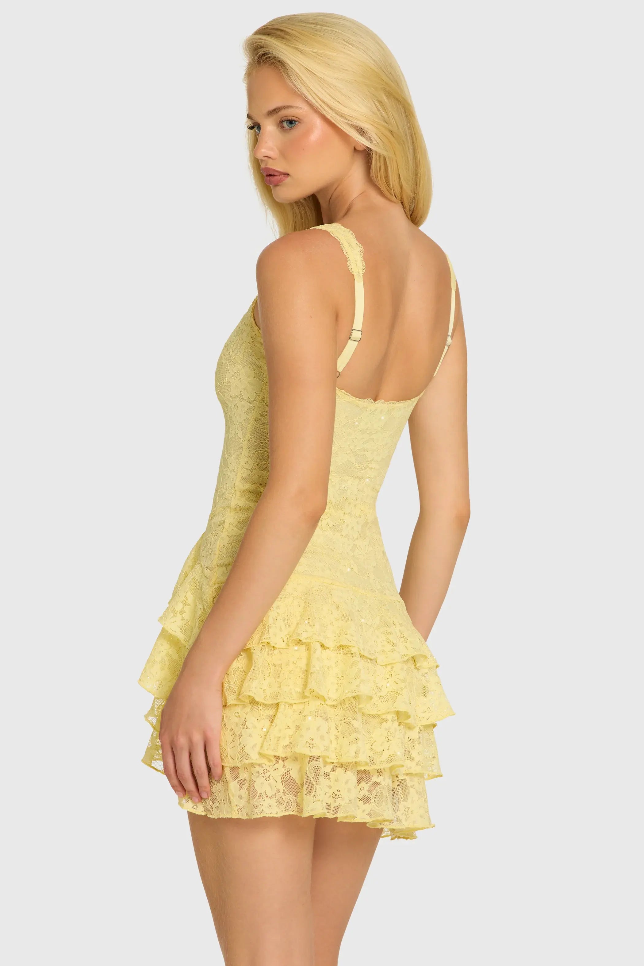 Playful Lace A-Line Square Neck Sleeveless Open Back Mini Homecoming Dresses
