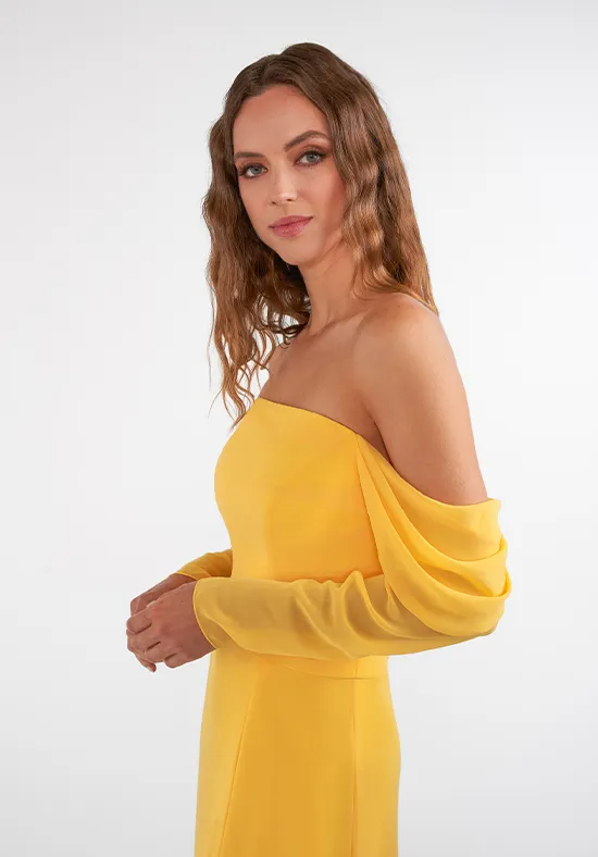 Pleated Wide Strap Notch V Neck Flowy Chiffon Floor Length A-Line Bridesmaid Dresses