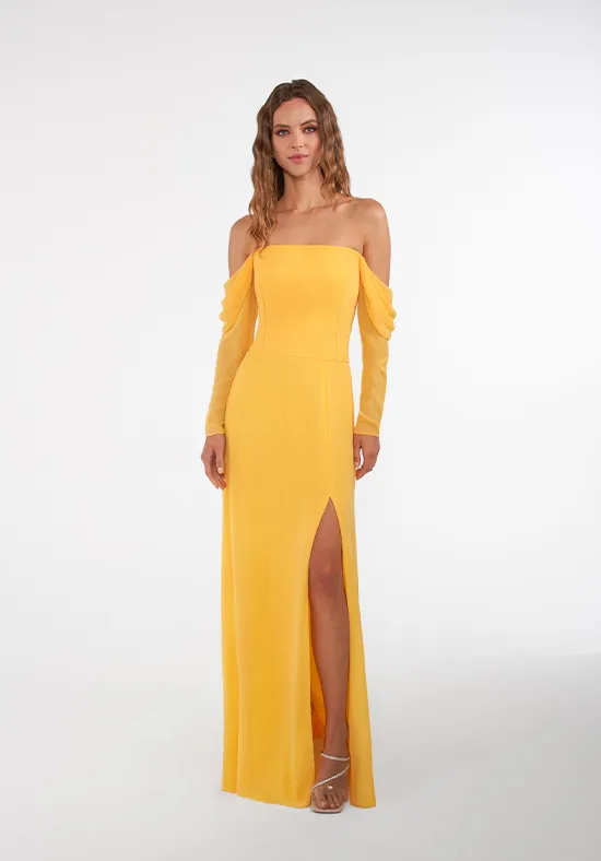 Pleated Wide Strap Notch V Neck Flowy Chiffon Floor Length A-Line Bridesmaid Dresses