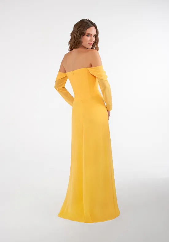 Pleated Wide Strap Notch V Neck Flowy Chiffon Floor Length A-Line Bridesmaid Dresses