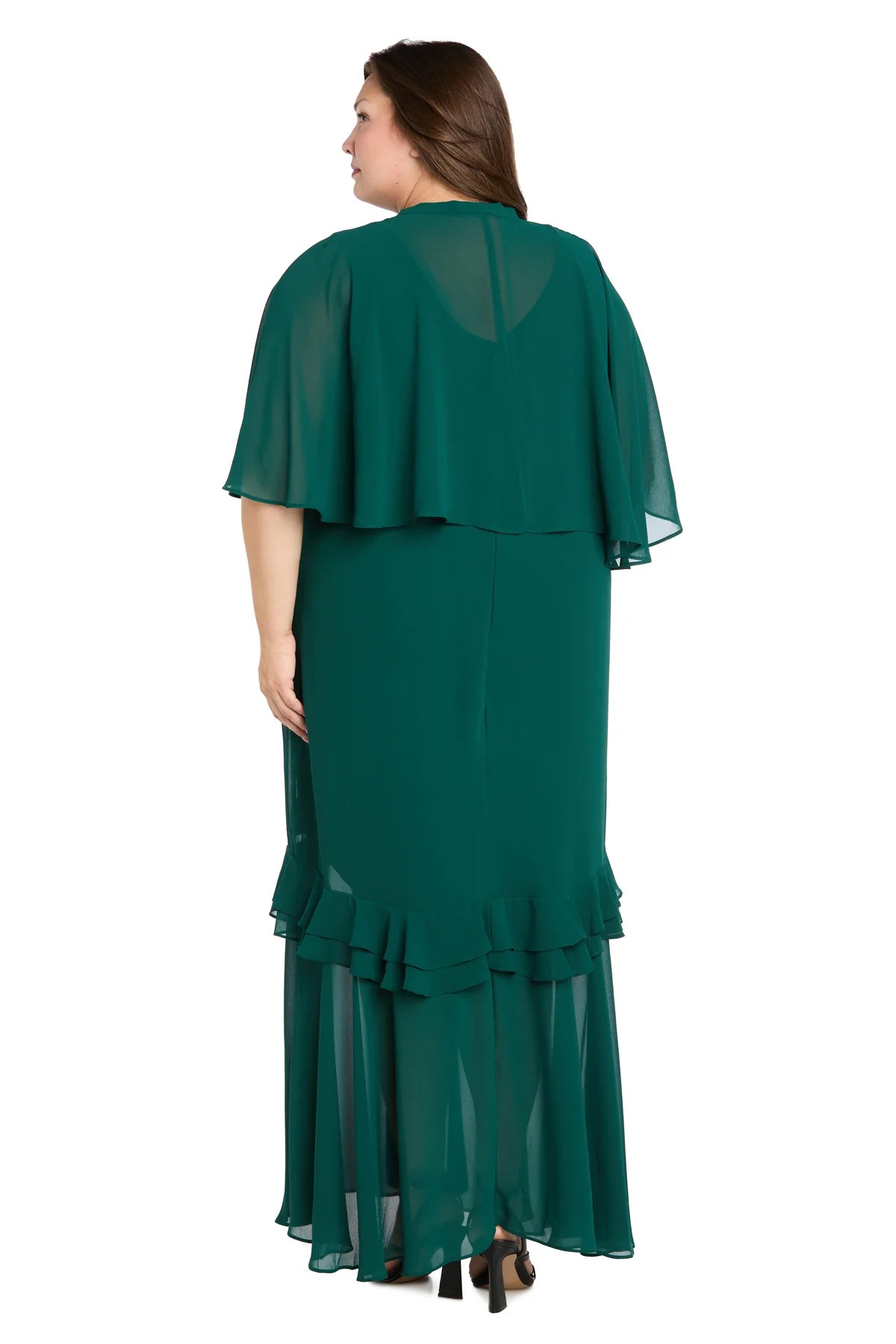 Plus Size Chiffon A-Line V-Neck Sleeveless V-Back Ruffled Floor Length Evening Dress