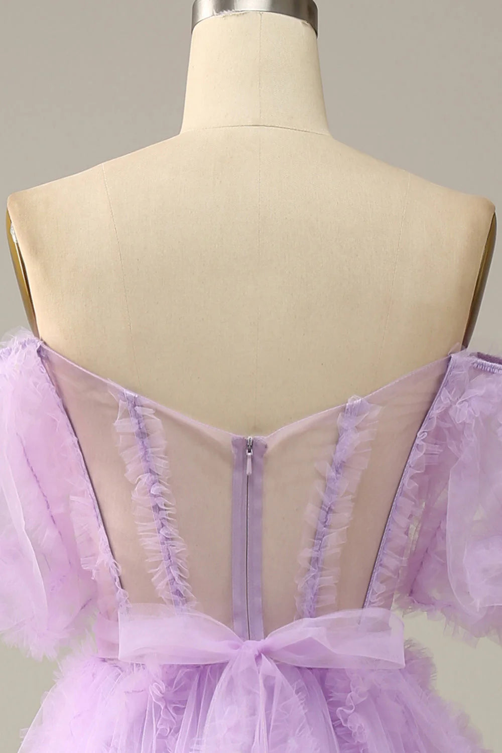 Purple Tulle Off The Shoulder Full Of Charm Prom Dress