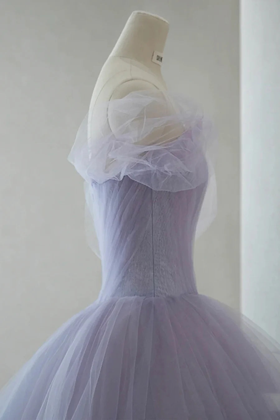 Purple Tulle Short Prom Dress, A-Line Off the Shoulder Party Dress