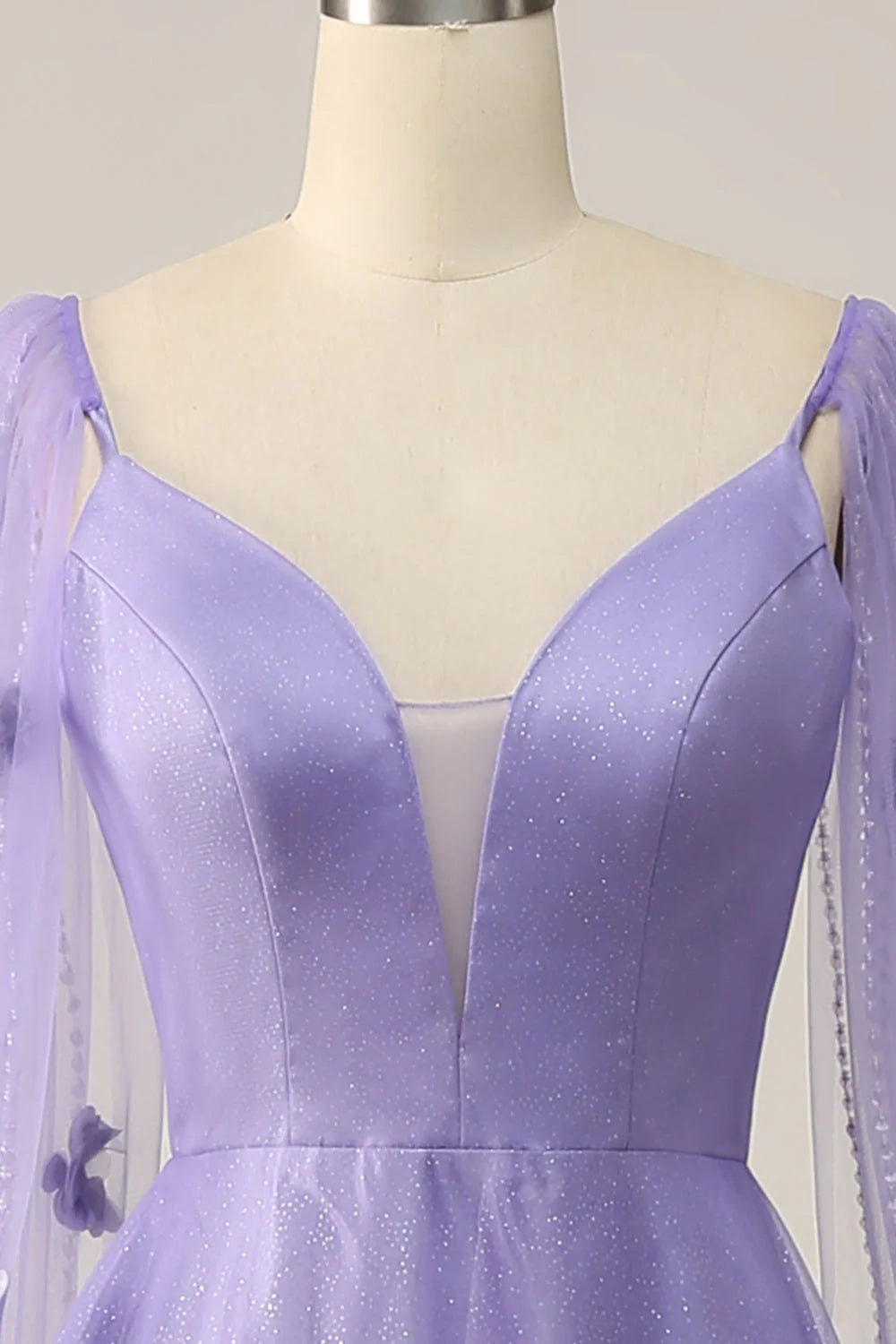 Purple Watteau Train Full Of Charm Prom Dress With 3D Flowers