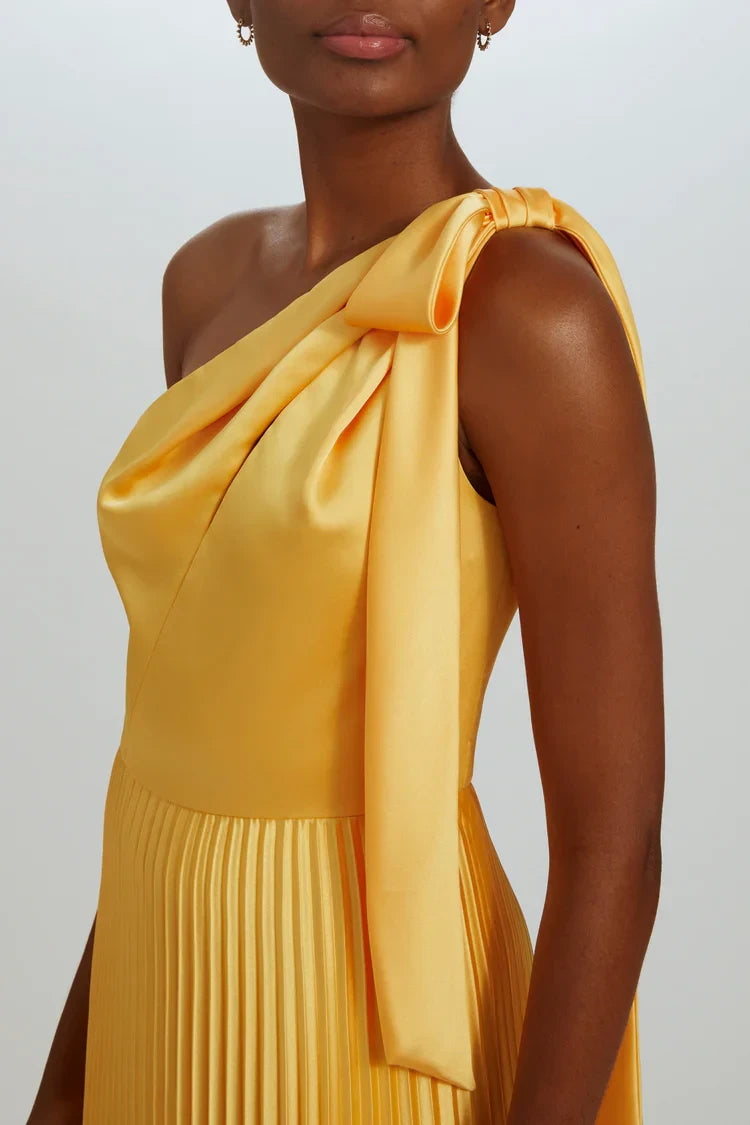 Radiant Satin A-Line One-Shoulder Sleeveless Zipper Back Floor-Length Evening Dresses
