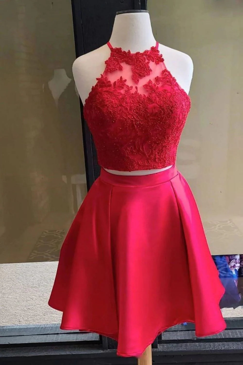 Red A-line One Shoulder Homecoming Dress With Beading
