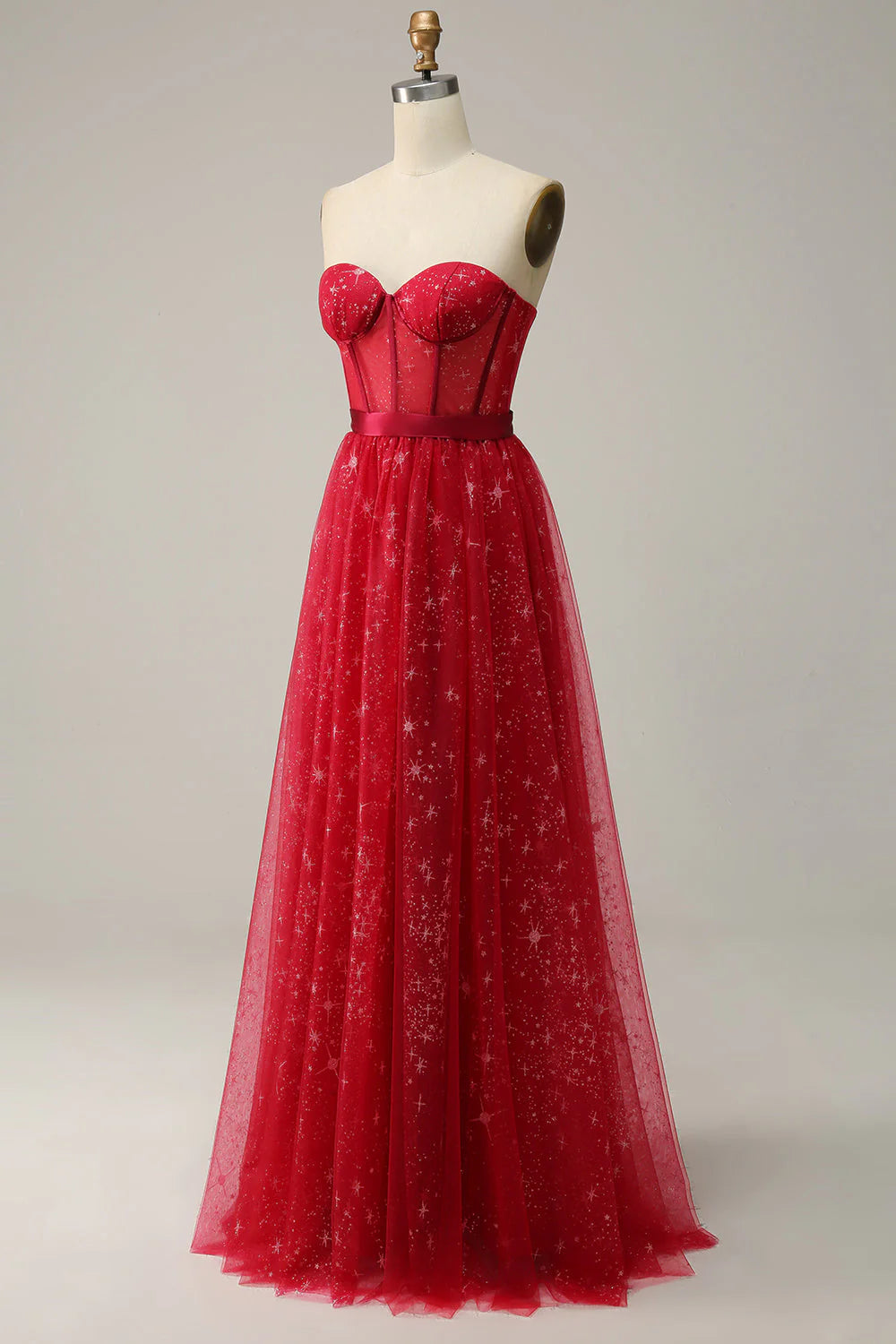 Red Strapless Tulle Corset Full Of Charm Prom Dress