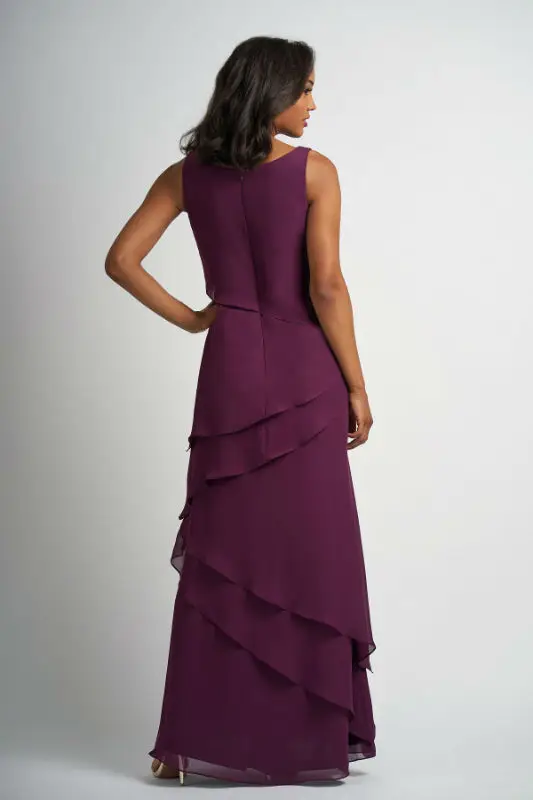 Refined A-Line Round-Neck Sleeveless V-Back Floor-Length Mother of the Bride Dress