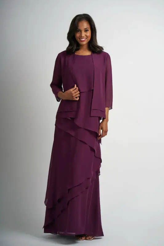 Refined A-Line Round-Neck Sleeveless V-Back Floor-Length Mother of the Bride Dress