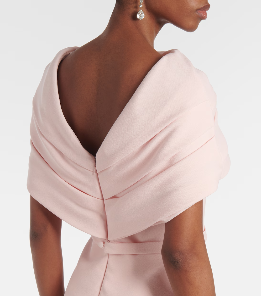 Refined Mermaid Gown Draped Neckline Short Sleeves V-Back Floor Length Formal Evening Dress