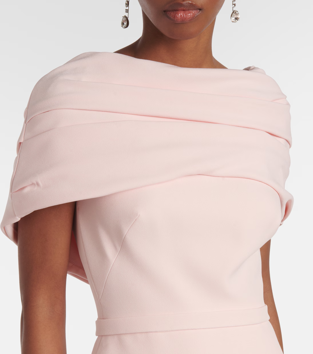 Refined Mermaid Gown Draped Neckline Short Sleeves V-Back Floor Length Formal Evening Dress