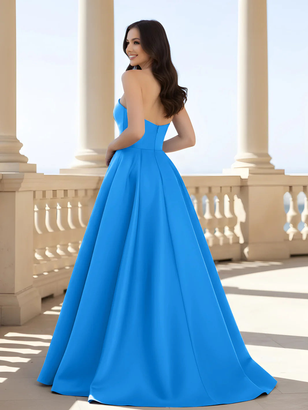 Regal A-Line Strapless Sweetheart Corset Lace-Up Floor-Length Evening Dresses