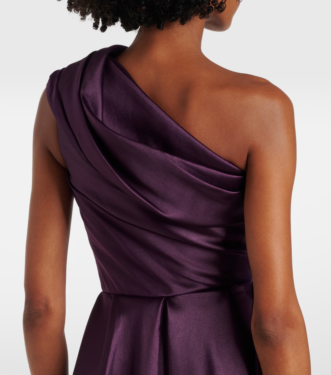 Regal A-line Ball Gown Asymmetrical Neck Single Sleeve Open Back Floor Length Formal Evening Dress