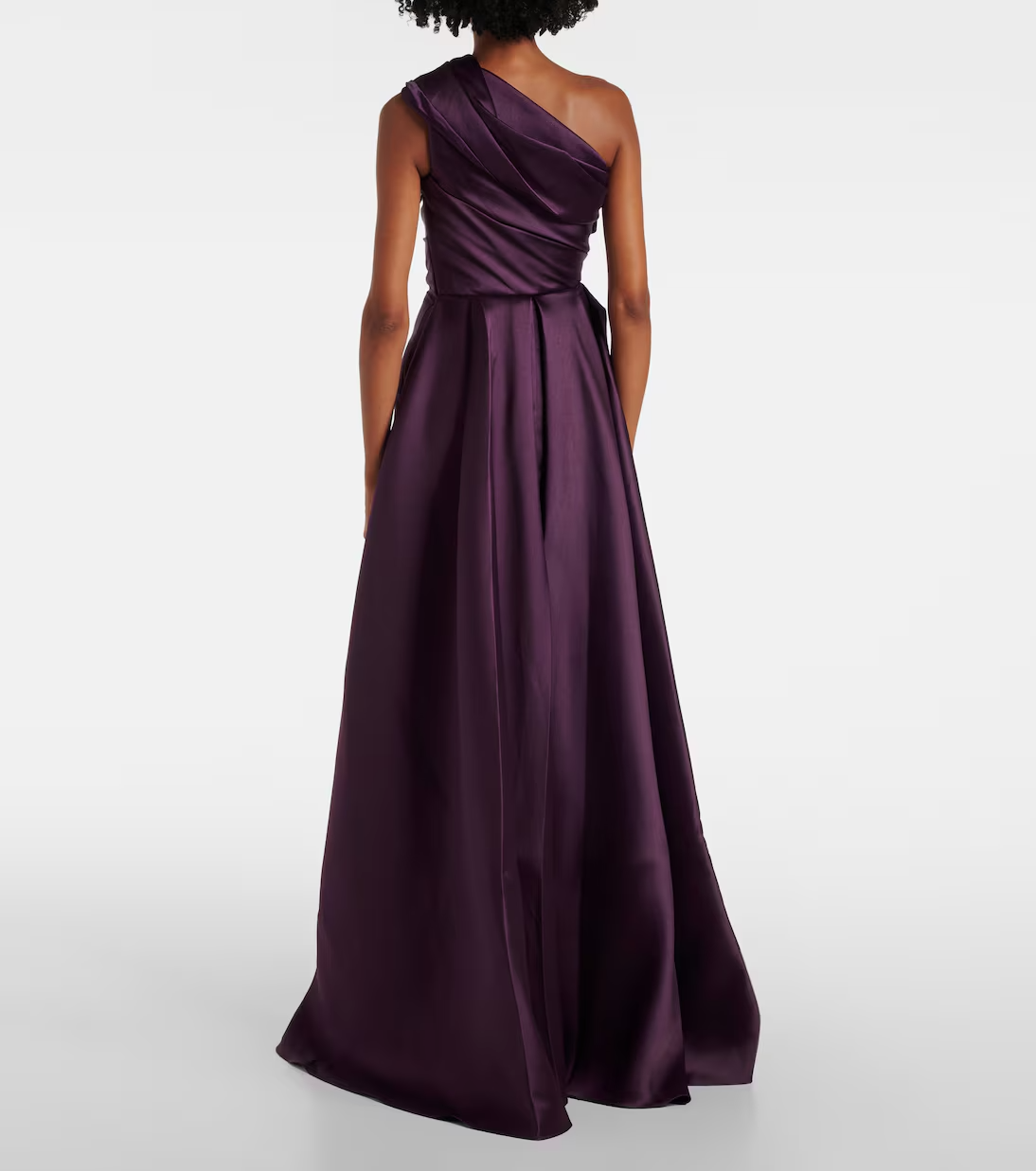 Regal A-line Ball Gown Asymmetrical Neck Single Sleeve Open Back Floor Length Formal Evening Dress