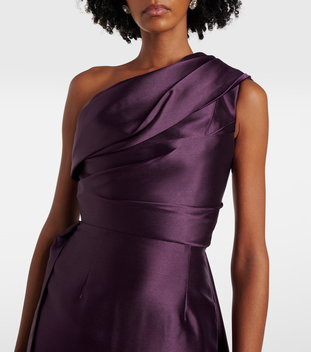 Regal A-line Ball Gown Asymmetrical Neck Single Sleeve Open Back Floor Length Formal Evening Dress