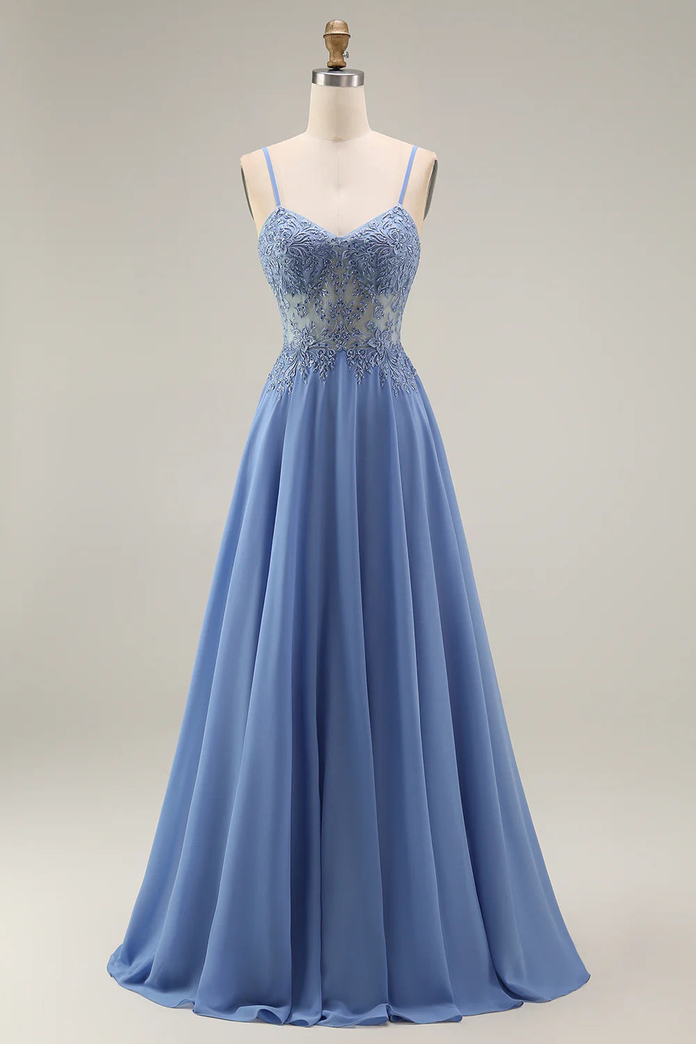 Romantic A-line Evening Dress Sweetheart Neck Spaghetti Straps Low Back Floor Length Mother of the Bride Dress