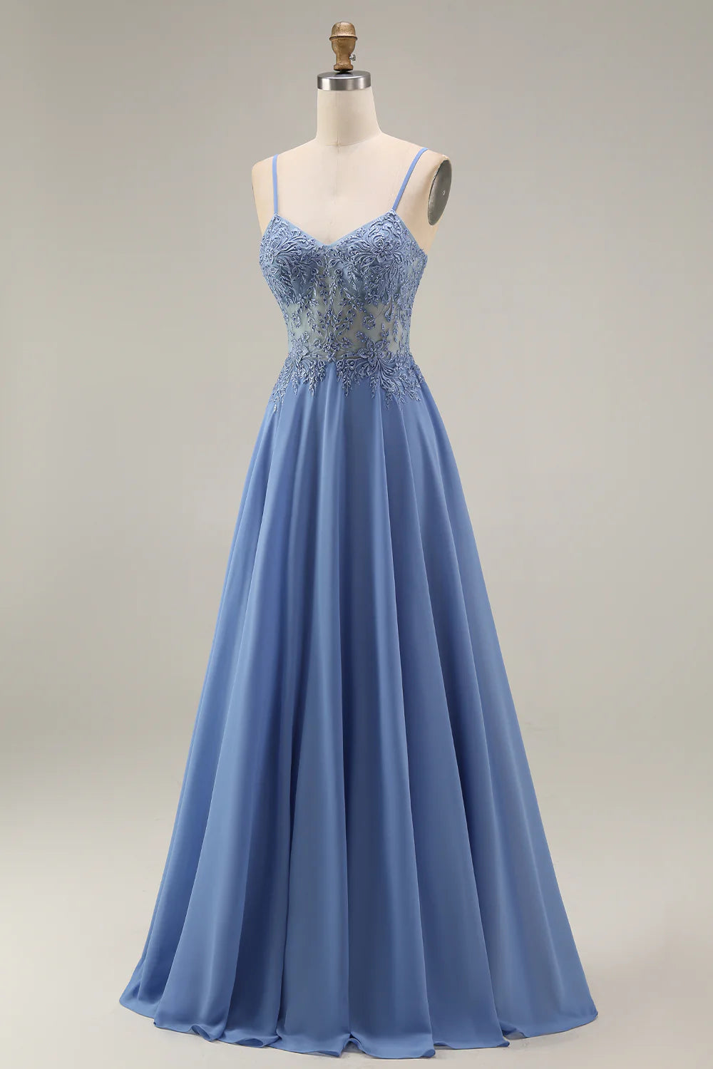Romantic A-line Evening Dress Sweetheart Neck Spaghetti Straps Low Back Floor Length Mother of the Bride Dress